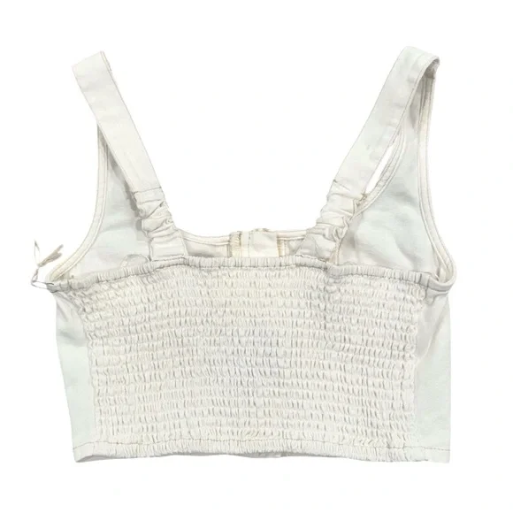 LONE STAR Bustier Corset Crop Top Stretchy Smocked Back Light Cream NWT Small - Picture 4 of 7